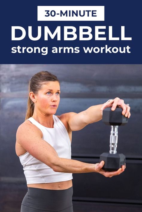 Arm Finisher Workout, 30 Min Arm Workout, How To Get Stronger Arms, Workout For Strong Arms, Arm Exercises Women, Isolated Exercises, Strong Arms Workout, Arms Workout For Women, Dumbbells At Home