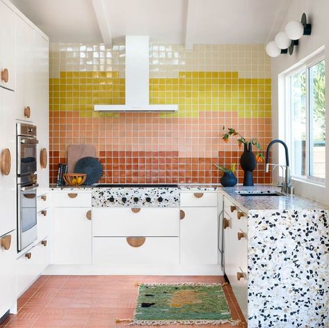 Concrete Collaborative Blue Kitchen Tiles, Concrete Collaborative, Patterned Kitchen Tiles, Craftsman Fireplace, Green Tile Bathroom, Brick Kitchen, Fireclay Tile, Tile Trim, Before Midnight