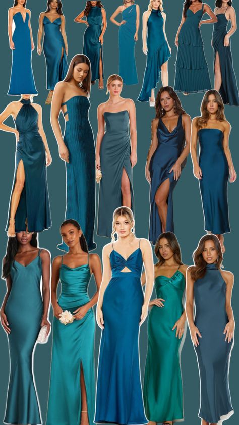 Dark Teal Bridesmaid Dresses Summer, Shades Of Teal Bridesmaid Dresses, Teal Bridesmaids Dress, Teal Maid Of Honor Dress, Dark Blue Wedding Party, Peacock Blue Bridesmaid Dresses, Deep Teal Bridesmaid Dresses, Dark Teal Wedding Colors, Teal Blue Bridesmaid Dresses