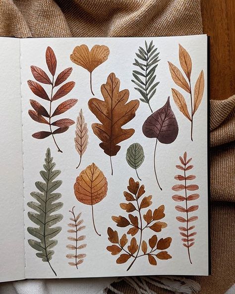 Joannie Houle sur Instagram : Autumn tones 🍂 . . . . . #leaves #autumnleaves #watercolorpainting #watercolor #gouache #fallvibes #sketchbook #illustration #illustrator… Autumn Leaves Art, Autumn Tones, Sketchbook Illustration, Leaves Art, Instagram Autumn, Diy Watercolor Painting, Watercolour Inspiration, Watercolor Paintings Easy, Watercolor Sketchbook