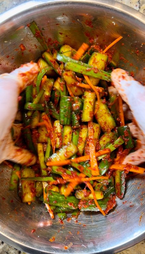 Cucumber Kimchi (Oi Kimchi) | Iankewks Cucumber Kimchi Recipe Korean, White Kimchi Recipe, Oi Kimchi, Fresh Kimchi Recipe, Kimchi Jigae Recipe, Cucumber Kimchi Recipe, White Kimchi, Kimchi Recipes, Pickled Recipes