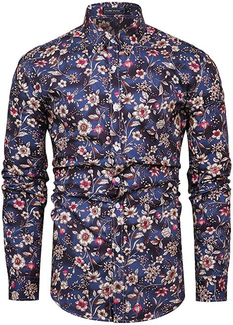 TUNEVUSE Men Floral Dress Shirts Long Sleeve Casual Button Down Shirts 100% Cotton BrownFlower X-Large at Amazon Men’s Clothing store Mens Floral Dress Shirts, Flower Pattern Shirt, Floral Dress Shirt, Flower Print Shirt, Paisley Fashion, Paisley Shirt, Retro Fits, Shirts Long Sleeve, Button Down Shirt Mens