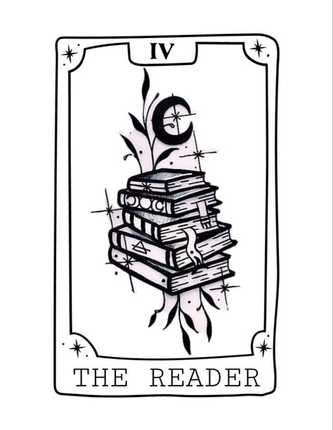 Book Aesthetic Sticker, Sticker Book Diy, Book Design Ideas, Reader Tattoo, The Reader Tarot Card, Lotusblume Tattoo, Bookish Tattoos, Tarot Tattoo, Tarot Card Tattoo