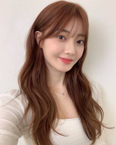 Orange Ash Hair, Brown Hair With A Hint Of Ginger, Korean Copper Brown Hair, Hair Color Ideas Orange Brown, Light Red Brown Hair Color Auburn, Copper Brown Asian Hair, Auburn Hair On Asian, Natural Copper Brown Hair, Red Brown Asian Hair