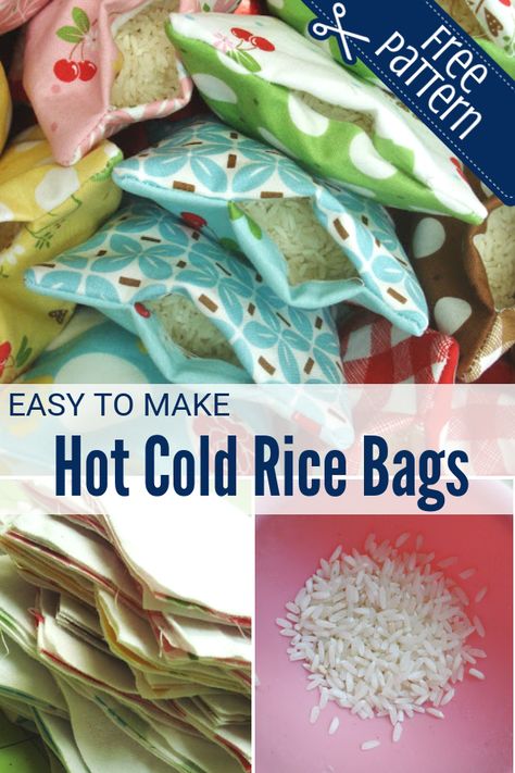 Hot Cold Rice Bag | Free Pattern Heat Rice Bags Diy, Diy Hot Cold Rice Packs, How To Make Rice Heat Packs, Homemade Heating Pad Easy, Making Rice Bags Heating Pads, Hot Rice Pack, How To Make A Hot Pack Rice Bags, Rice Warming Bags Diy Heating Pads, Flannel Rice Bag Diy