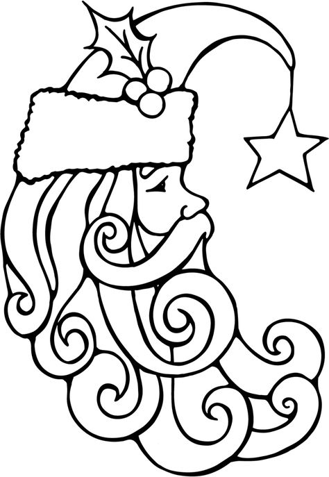 Great Santa motif, it could be used to make a polymer clay ornament. Christmas Ornament Coloring Page, Printable Christmas Ornaments, Christmas Coloring Page, Ann Doll, Drawing Faces, Christmas Coloring, Free Christmas Printables, Raggedy Ann, Christmas Drawing