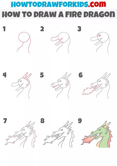 Fire Step By Step Drawing, Easy Chinese Dragon Drawing, Dragon Sketch Easy Step By Step, Fire Breathing Dragon Drawing Easy, Dragoart.com Tutorials Step By Step, Easy Fish Drawing, Christmas Drawings For Kids, Very Easy Drawing, Easy Dragon Drawings