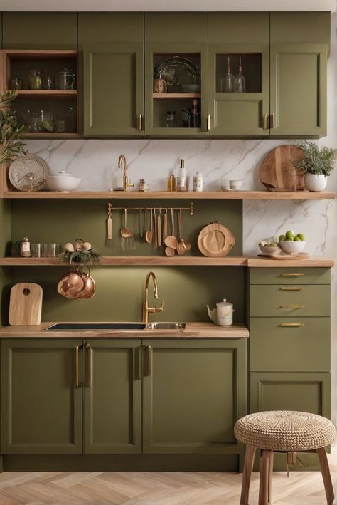 - Olive Green Cabinets
- Kitchen Elegance
- Modern Kitchen Design
- Sophisticated Home Decor Olive Wood Kitchen Cabinets, Olive Island Kitchen, Green Cubords Kitchen, Olive Green Cupboards, Olive And Wood Kitchen, Avocado Green Kitchen Cabinets, Kitchen Design Green Cabinets, Light Olive Kitchen, Olive Cabinets Kitchen