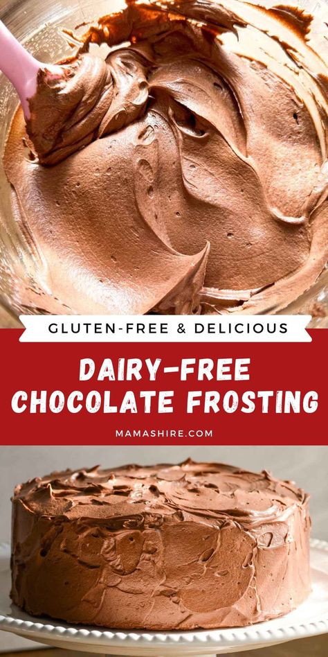 This dairy-free chocolate frosting recipe is not only delicious but it’s easy to make as well. It makes a delicious frosting for cakes and cupcakes. This recipe makes enough frosting to frost a double-layer 8-inch or 9-inch cake or two dozen cupcakes. Dairy And Gluten Free Chocolate Cake, Gluten Free Dairy Free Icing, Lactose Free Icing, Dairy Free Cake Frosting, Gluten Free Frosting Recipe, Dairy Free Frosting Recipe, Dairy Free Icing Recipe, Gluten Free Desserts Cake, Gluten Free Dairy Free Cake