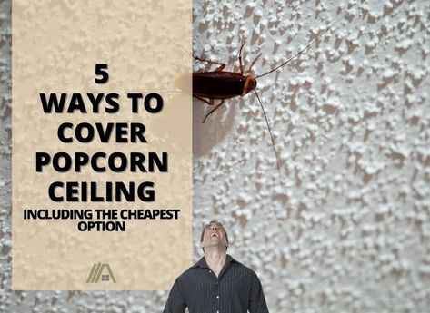 5 Ways to Cover Popcorn Ceiling (Including the cheapest option) - The Tibble Painting Over Popcorn Ceiling, Easy Popcorn Ceiling Cover Up, Fix Popcorn Ceiling Diy, Drywall Over Popcorn Ceiling, Diy Remove Popcorn Ceiling, How To Cover Up Popcorn Ceiling, Ideas To Cover Popcorn Ceiling, Covering Up Popcorn Ceiling, Cover Textured Ceiling