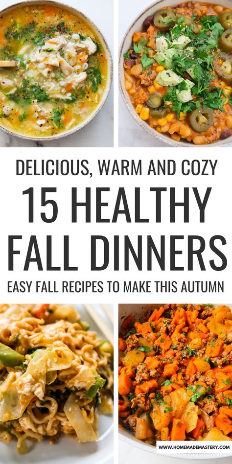 Comforting Healthy Dinner, While Food Dinner, Easy Fall Recipes Dinner Healthy, Best Fall Meals, November Meals Dinners, Easy Healthy Fall Meals, Healthy Autumn Recipes Dinners, Easy Dinner Recipes Fall, Low Calorie Fall Dinners