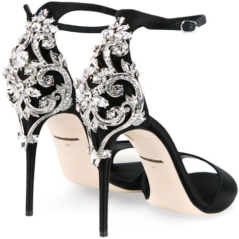 Dolce & Gabbana crystal embellished sandals ($1,590) ❤ liked on Polyvore featuring shoes, sandals, heels, sapatos, strap sandals, black heeled sandals, black strappy stilettos, heeled sandals and open toe sandals Black Strappy Shoes, Rhinestone Party, Hak Tinggi, Black Shoes Heels, Strappy Shoes, Ankle Strap Sandals Heels, Prom Heels, Ankle Wrap Sandals, Black Stilettos