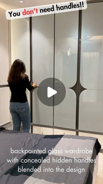 195K views · 3.2K likes | MoroVino Designs on Instagram: "We made this wardrobe on site with finishing materials being backpainted glass, veneer and PU paint 🎨🖌️ The handles are concealed (hidden) in the design itself with the floral motif inspired shape ✨🩶 Say bye to boring basic wardrobes and embrace something new and different if your theme allows it 🐥 #wardrobe #wardrobedesign #masterbedroom  . . [ Glass wardrobe , wardrobe design ,  backpainted glass design wardrobe , storage , clothes storage , dyed veneer , custom modular wardrobe , light up wardrobe , interior design Mumbai Andheri West luxury minimalist aesthetic designer real estate affordable ]" Veneer Wardrobe Design, Wardrobe Design Modern Interiors, Glass Wardrobe Design, Almirah Designs For Bedroom, Wardrobe Internal Design, Wardrobe Laminate Design, Wall Wardrobe Design, Glass Wardrobe, Wooden Wardrobe Design