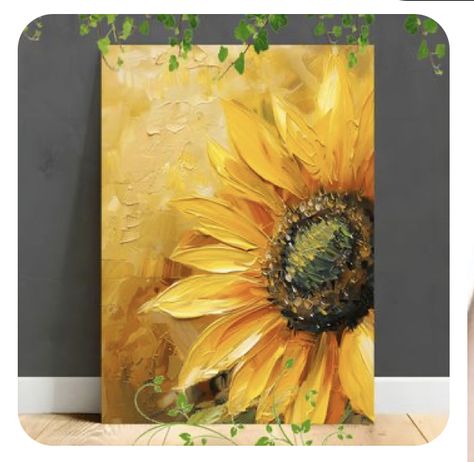 Sunflower Paintings, Sunflowers Painting, Painting Sunflowers, Soft Background, Yellow Petals, Framed Canvas Painting, Flower Painting Canvas, Canvas Painting Diy, Sunflower Art