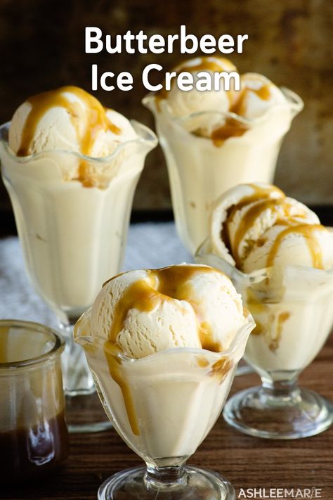 Butterbeer Ice Cream Recipe Homemade Halloween Ice Cream, Butter Beer Ice Cream Recipe, Butter Beer Ice Cream, Butterbeer Drink, Butterbeer Ice Cream Recipe, Butterbeer Ice Cream, Homemade Butterbeer, Butter Beer Recipe Harry Potter, Beer Ice Cream