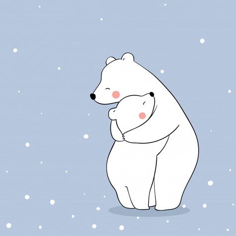 Polar bear and baby hug with love in sno... | Premium Vector #Freepik #vector #family #animal #cute #bear Pinguin Illustration, Polar Bear Drawing, Hugging Drawing, Panda Hug, Hug Illustration, Panda Illustration, Baby Hug, 동화 삽화, Cat Hug