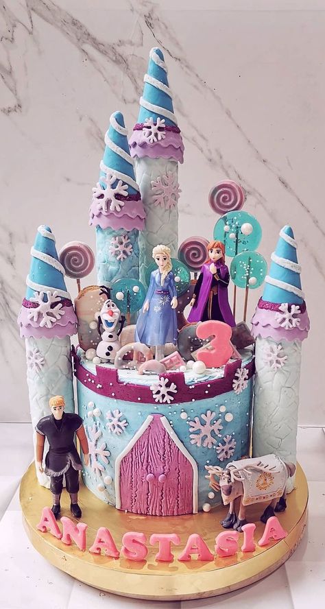 Frozen Rainbow Cake, Birthday Cakes Unicorn, Cake Decor Ideas Birthday, Rainbow Elsa Cake, Frozen Cake Design Birthdays, Frozen Cakes Ideas, Elsa Frozen 2 Cake Ideas, Cake Frozen Birthday Ideas, Frozen Cakes Birthday