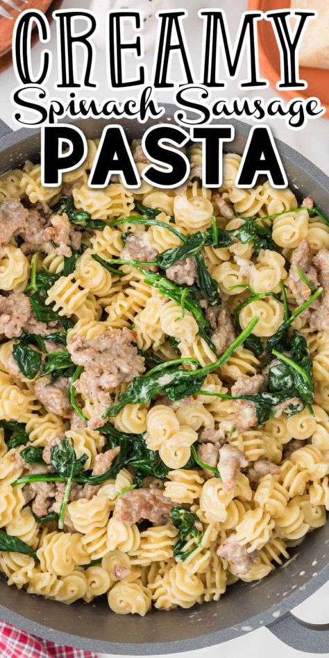 Keilbasa Recipes Pasta Spinach, Ground Sausage And Spinach Recipes, Pasta With Italian Sausage And Spinach, Chicken Sausage And Spinach Pasta, Chicken Feta Spinach Sausage, Kielbasa Spinach Pasta, Breakfast Sausage Pasta Recipes, Creamy Pasta And Sausage Recipes, Chicken Spinach Sausage Recipes