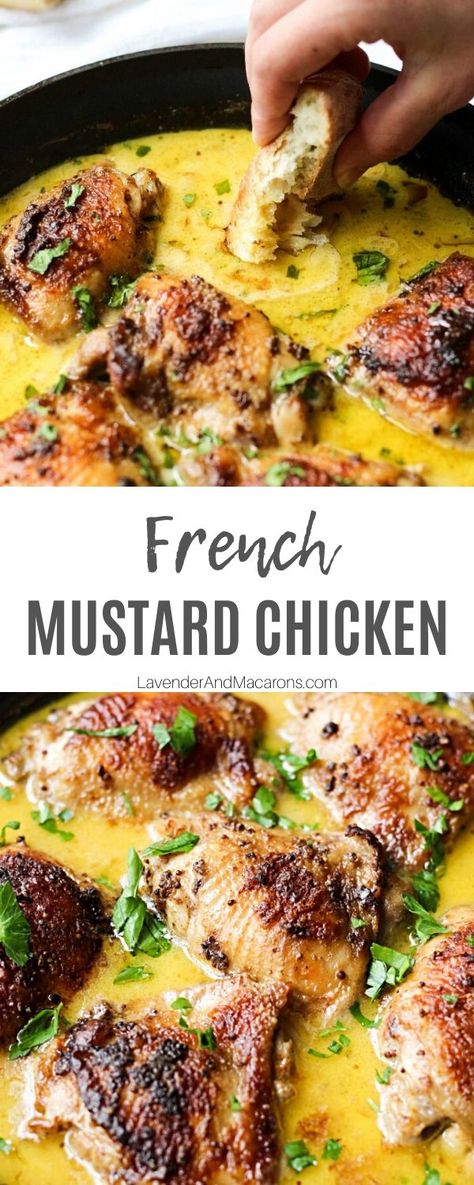 French Mustard Chicken, French Recipes Dinner, Chicken Cajun, French Chicken Recipes, French Recipes Authentic, French Cuisine Recipes, French Cooking Recipes, French Mustard, Mustard Chicken Recipes