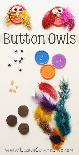 Button Owl Craft | LearnCreateLove Freetime Activities, Owl Craft, Pyjamas Party, American Heritage Girls, Girl Scout Daisy, Girl Scout Activities, Girl Scout Camping, Daisy Scouts, Girl Scout Swap