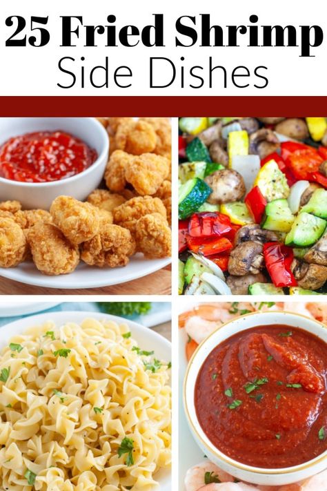 A collection of 25 fried shrimp side dishes. From Buttered noodles, french fries, veggies, and more. There is sure to be a shrimp side dish for everyone. Popcorn Shrimp Meals Dinners, Recipes With Breaded Shrimp, What To Eat With Fried Shrimp, Fried Shrimp And Sides, Fried Shrimp Recipes Easy Dinners, Breaded Shrimp Sides, Fried Shrimp Meals, Butterfly Shrimp Sides, Popcorn Shrimp Sides