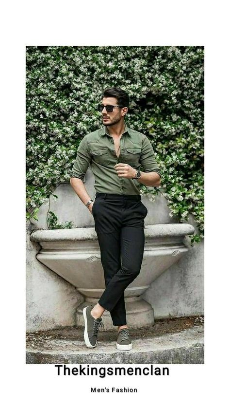 #casualwear #nature #leaves #mensfashion #black #pant #bestshoes Black Pants Outfit, Nature Leaves, Outfit 2023, Colour Combinations Fashion, Black Shoes Men, Black Pants Men, Simple Outfit, Green Shoes, Green Shirt