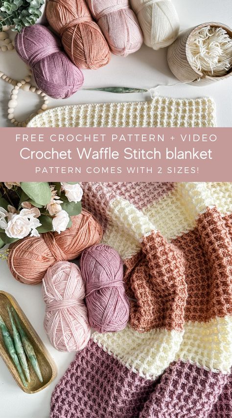 Crochet Waffle, Crochet Waffle Stitch, Crochet Blanket Designs, Waffle Stitch, Haken Baby, Stitch Crochet, Fun Crochet Projects, Crochet Throw, Diy Crochet Projects