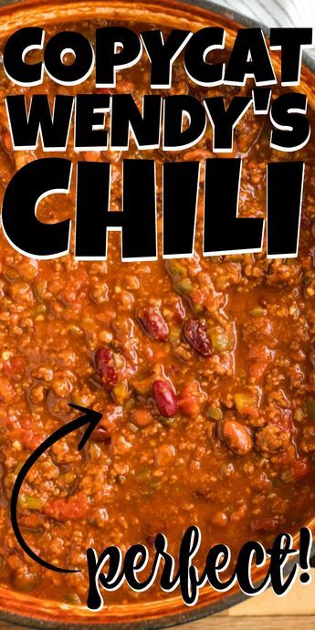 Wendy's Chili Recipe, Wendy's Chili, Wendys Chili Recipe, Bowl Of Chili, Homemade Chili Recipe, Best Chili Recipe, Chili Recipe Crockpot, Chili Soup, Crockpot Chili