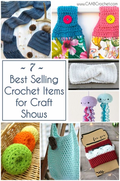 7 Best Selling Crochet Items For Craft Shows | Getting ready for a craft show and wondering what to make? Here are 7 great tried and true ideas to get you started! #caabcrochet #craftfair #crochetpatterns Easy Craft Sale Projects, Crochet Group Ideas, Everything You Need To Crochet, 2023 Craft Show Ideas, Quick Crochet Projects For Craft Fair, Bazzar Display Ideas, Quick Crochet Craft Fair Ideas, Crochet Craft Show Best Sellers, Craft Show Crochet Projects