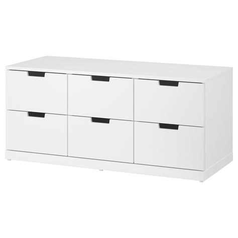 IKEA - NORDLI, 6-drawer dresser, white, You can use one modular chest of drawers or combine several to get a storage solution that perfectly suits your space. You can easily create your own personal design by mixing chests of different colors. Nordli Ikea, Ikea Nordli, Tall Drawers, Ikea Drawers, Storage Solutions Bedroom, 8 Drawer Dresser, Painted Drawers, 5 Drawer Dresser, 4 Drawer Dresser