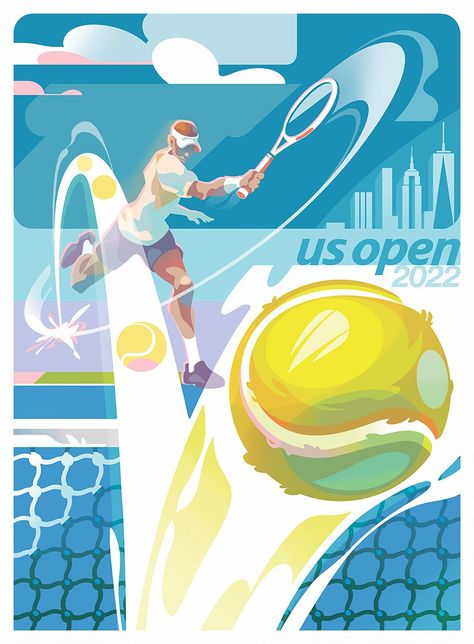 Sport Poster Illustration, Sport Drawing Illustration, Tennis Illustration Art, Tennis Design Graphic, Sport Poster Design Ideas, Sport Design Graphic, Athletic Illustration, Sport Poster Ideas, Tennis Graphic Design