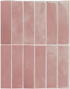 SMART TILES Peel and Stick Backsplash - 5 Sheets of 11.43" x 9" - 3D Adhesive Peel and Stick Tile Backsplash for Kitchen, Bathroom, Wall Tile (Rabbat, Pack of 5) Pink Backsplash Bathroom, Peal And Stick Tiles, Pale Pink Backsplash Kitchen, Peel And Stick Tiles, Pink Peel And Stick Tile, Pink Backsplash 10x10, Peel And Stick Tile Backsplash Pink, Pink Bathroom Tilea, Stick Tile Backsplash