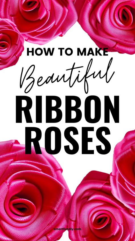 The easy way to make DIY ribbon roses! Follow this how-to VIDEO tutorial with each step to make handmade ribbon flowers and roses without sewing. Diy Ribbon Flowers Tutorial, How To Make Ribbon Roses, Ribbon Roses Tutorial, Bow Bouquet, Crepe Paper Flowers Diy, Cheap Ribbon, Ribbon Flowers Diy, Diy Lace Ribbon Flowers, Satin Ribbon Roses