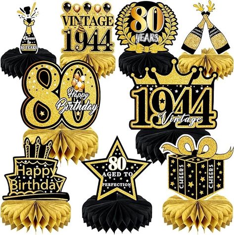 Amazon.com: 9 Pcs 80th Birthday Decoration for Men Women Happy 80th Birthday Honeycomb Centerpieces 80th Birthday Table Party Decorations Black and Gold Cheers to 80 Years Decor 1944 Birthday Party Favors : Home & Kitchen 40th Birthday Table Decorations, Birthday Decoration For Men, 50th Birthday Table Decorations, 60th Birthday Centerpieces, 75th Birthday Decorations, 40th Birthday Party Favors, 50th Birthday Party Favors, 90th Birthday Decorations, 80th Birthday Decorations