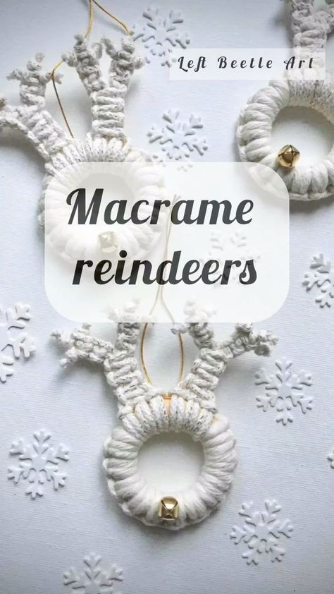 Do with me some macrame reindeers! :) • • • • #macrame #christmasdecorations #macramedecoration #diy #reindeer | Instagram Macrame Art Wall, Macrame Christmas Crafts Diy, Diy Macrame Christmas Decorations, Christmas Diy Macrame, Macrame Nativity Scene, Holiday Macrame Diy, Macrame Reindeer Ornament, Unique Macrame Ideas Diy, Macrame Holiday Decor