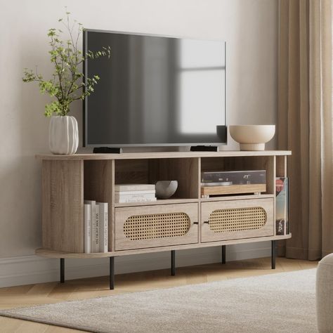 Oak Corner Tv Stand, Rattan Tv Stand, Entertainment Center With Storage, Tv Entertainment Center, Corner Tv Stands, Oak Tv Stand, Tv Entertainment Centers, Tv Console Table, Adjustable Bed Frame