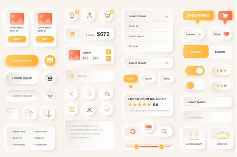 User interface elements for shopping mob... | Premium Vector #Freepik #vector #sale #template #money #button Business And Advertising, Ui Buttons, Ux Kits, Ui Ux 디자인, Ui Ux App, App Interface Design, Ui Components, Webpage Design, App Design Inspiration