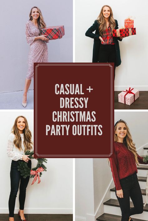 Do you need some ideas for Christmas party outfits this season? Here are a bunch of great Christmas outfit ideas from dressy to casual! Business Casual Outfits Christmas Party, Best Holiday Outfits For Women, Christmas Outfits 2022 Women, Festive Casual Attire Holiday Parties, Christmas Outfit 2022 Women, Casual Work Christmas Party Outfit Jeans, Work Xmas Party Outfit Casual, Work Christmas Dinner Outfit Casual, Family Christmas Party Outfits Casual