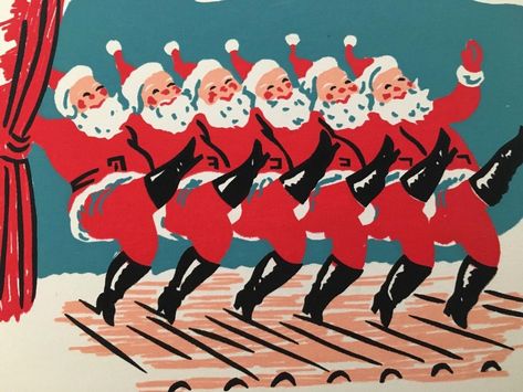 Dancing Vintage, Christmas Hanging Baskets, Christmas Dancing, Chorus Line, Vintage Christmas Card, Vintage Christmas Images, 카드 디자인, Mid Century Christmas, Christmas Graphics