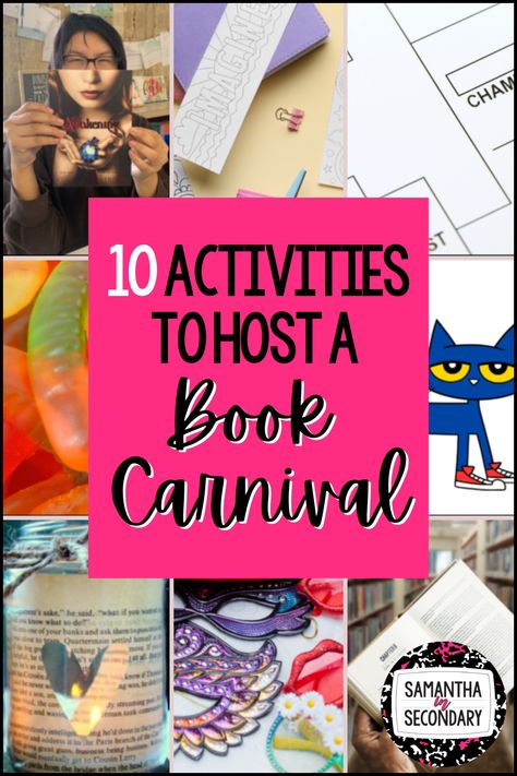 Reading Carnival Ideas, Book Fair For Adults, Literacy Carnival Games, Reading Carnival Games, School Reading Night Themes, Book Fair Promotion Ideas, After School Reading Club, Library Celebration Ideas, Carnival Theme Literacy Night