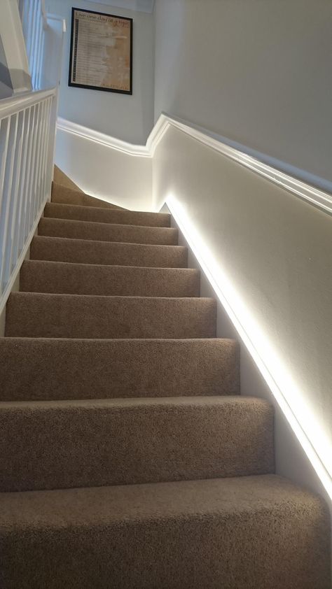 Stairs Lighting Ideas Stairways, Staircase Lighting Ideas Stairways, Stairs With Led Lights, Stair Lighting Ideas, Lighted Stairs, Stairs Lighting Ideas, Light Stairs, Stairs Light, Staircase Lighting Ideas