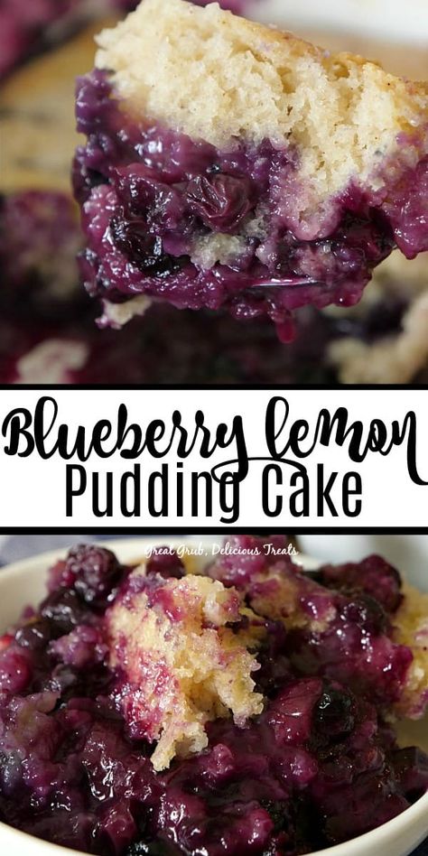 Blueberry Pudding Cake, Blueberry Pudding, Blueberry Desserts Recipes, Lemon Pudding Cake, Blueberry Desserts, Lemon Pudding, Blueberry Recipes, Pudding Cake, Cobbler Recipes