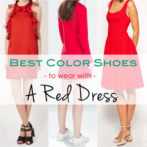 ShoeTease Answers: What Color Shoes to Wear with Red Dresses! Shoes For Red Prom Dress, Shoes For Red Sequin Dress, Shoes For A Red Dress, Shoes For Red Dress Classy, Red Dress Pink Shoes, Jewelry With Red Dress, Red Dress With White Heels, Shoes To Wear With Red Dress, Heels With Red Dress