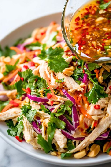 Vietnamese Chicken Salad - Insanely Good Vietnamese Chicken Salad, Vietnamese Chicken, Asian Chicken Salads, Spicy Salad, Chicken Veggies, Pre Cooked Chicken, Fresh Salad Recipes, Poached Chicken, Asian Salad