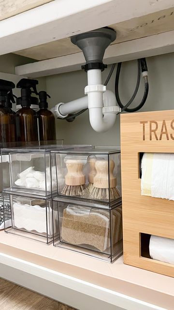 Amazon Under Sink Organization, Kitchen Organization Ideas Aesthetic, Kitchen Cleaning Products Storage, Underneath Sink Organization Kitchen, Under Restroom Sink Organization, Above Sink Organization, Kitchen Organization Fridge, Under The Sink Storage Kitchen, House Organisation Kitchen