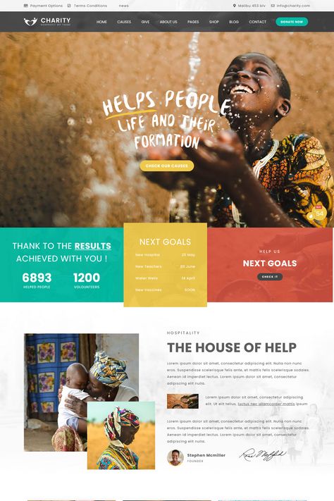 Charity Foundation is a clean WordPress Charity Theme which fits for all kind of Charity, Fundraising, NonProfit, NGO, Church and other non-profit charity projects website since it is a great theme that will make a model and professional website for all your needs. Ngo Website Design Inspiration, Website Design Non Profit, Ngo Website Design, Non Profit Website Design, Non Profit Branding, Charity Website Design, Non Profit Website, Nonprofit Website Design, Campaign Website