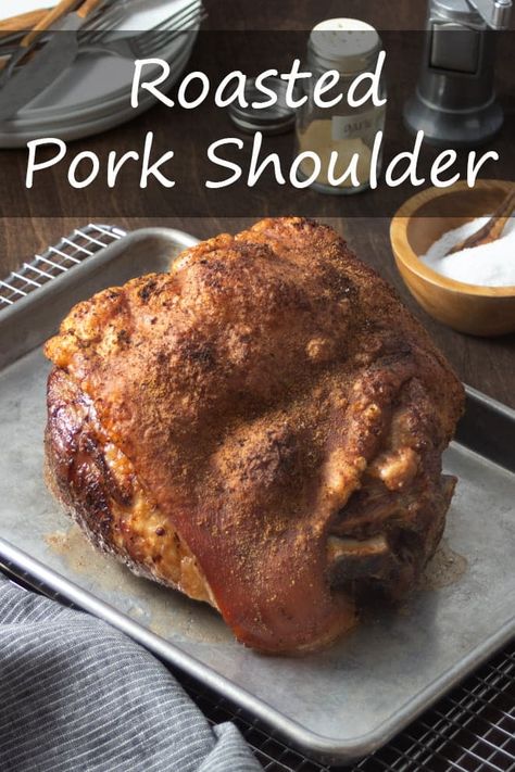 Looking for juicy, succulent pork with crisp, crackling skin? Look no further than my slow-roasted pork shoulder. #pork #porkshoulder #roastedpork via @cookthestory Oven Pork Shoulder Roast, Pork Shoulder Roast Recipes, Pork Shoulder Picnic Roast, Roasted Pork Shoulder Recipes, Pork Shoulder Picnic, Roasted Pork Shoulder, Pork Picnic, Slow Roasted Pork Shoulder, Picnic Roast