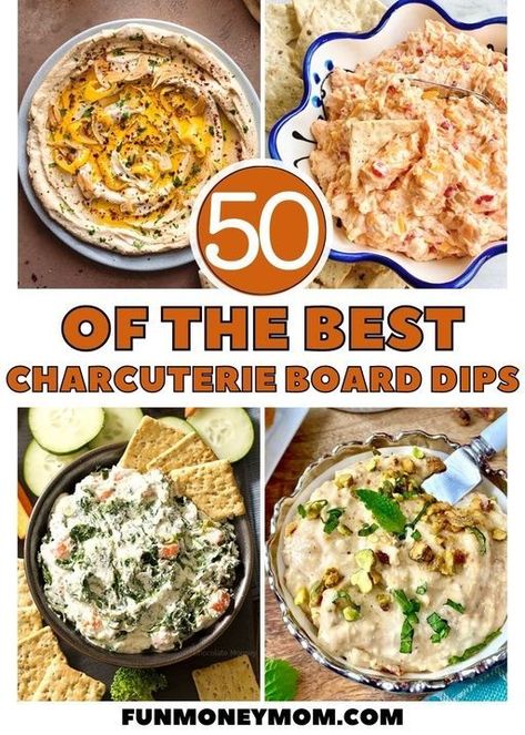 Non Cheese Charcuterie Board, Dips On Charcuterie Board, Meat And Cheese Charcuterie Boards, Dip Grazing Board, Charcuterie Board Ideas Appetizers, Charcuterie Board Ideas With Dips, Food To Put On A Charcuterie Board, Charcuterie For Tailgating, Dip Board Party