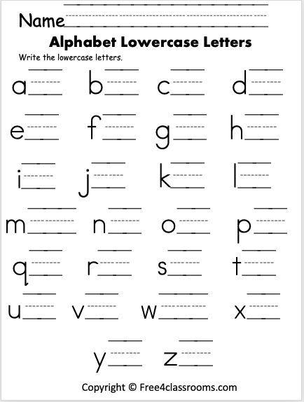 Letter Writing Worksheets Preschool, A-z Writing Worksheet, Letter Differentiation Worksheets, Writing Lowercase Letters, Lowercase Letter Writing Practice, Writing Letters Kindergarten, Abc Writing Worksheets, Writing Abc Free Printable, Pre K Alphabet Worksheets Free Printable