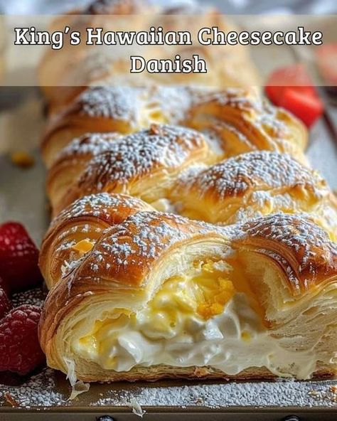 Recipe - RECIPE - Kings Hawaiian Cheesecake Danish Hawaiian Cheesecake Danish, Cheesecake Danish, Hawaiian Cheesecake, Hawaii Recipes, Bisque Soup Recipes, King Hawaiian Rolls, Cream Cheese Danish, Hawaiian Sweet Rolls, Kings Hawaiian